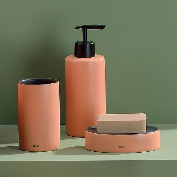 KELA Miska na mýdlo Matsi keramika broskvově růžová 12,5x8,5x3,0cm KL-24085