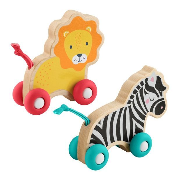 FP DŘEVĚNÁ POSTRKOVACÍ LEV A ZEBRA