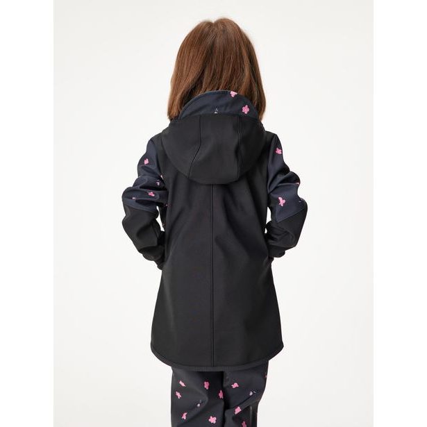 Unuo, Dívčí softshellový kabát s fleecem Street, Černá, Květiny