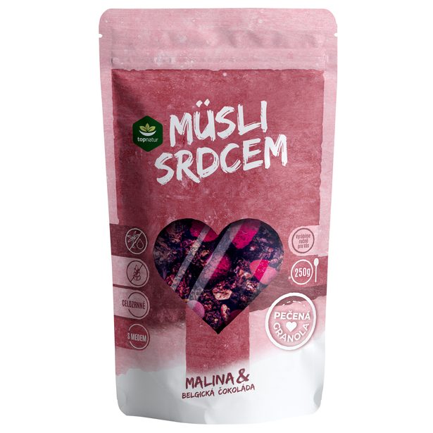 Topnatur Müsli srdcem Malina&Belgická Čokoláda 250g