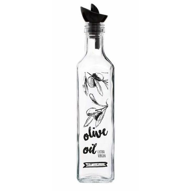 láhev 0,50l OLIVE OIL, čtverc.sklo, nálevka plast