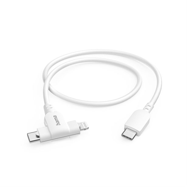 Hama USB-C kabel 2v1: USB-C + Lightning MFi, 1,5 m, bílý