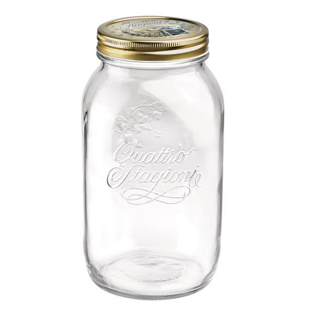 sklen.zavař.1500ml QUATTRO ST. d12,2x21cm, víčko d86mm, sklo