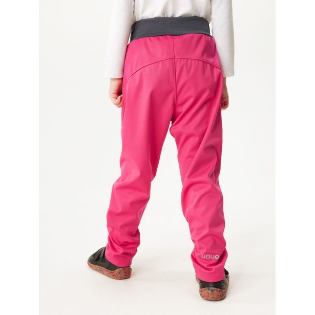 Unuo Dětské softshellové kalhoty bez zateplení pružné Sporty, Fuchsiová