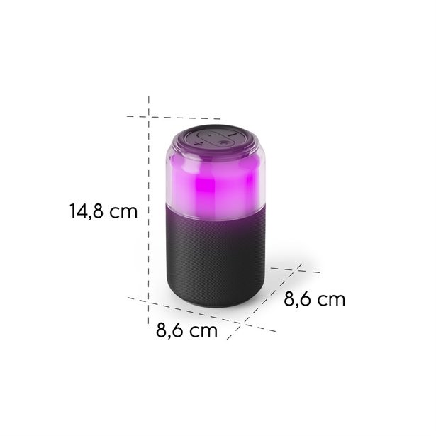 Hama Can Speaker, Bluetooth reproduktor ve tvaru plechovky, 5 W, 4 světelné režimy