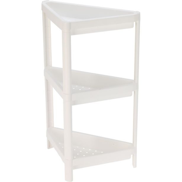 HOMESTYLING Plastový regál 3patrový rohový 71 cm bílá KO-009000030