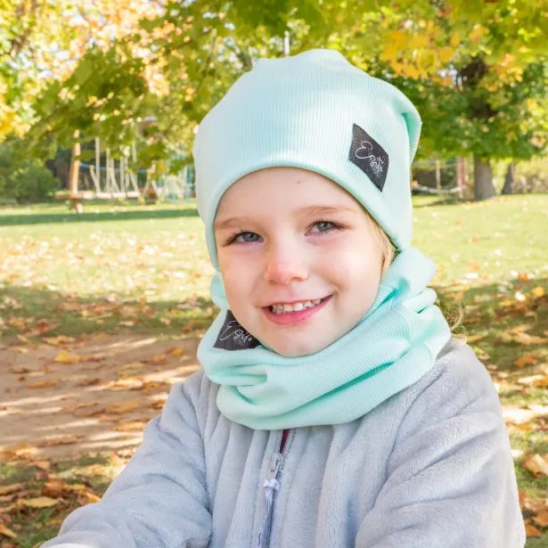 ESITO Žebrovaná čepice spadená Color Mint - mintová