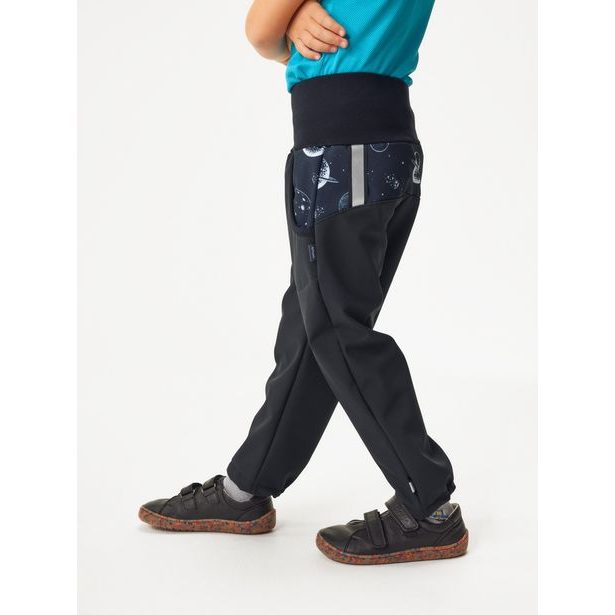 Unuo, Dětské softshellové kalhoty s fleecem Basic, Černá, Planety