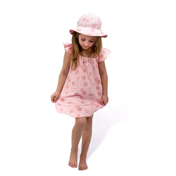 ESITO Dívčí mušelínové šaty Flower - růžová / 80 - 86
