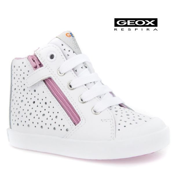 Dětské boty GEOX B KIWI GIRL NAPPA WHITE