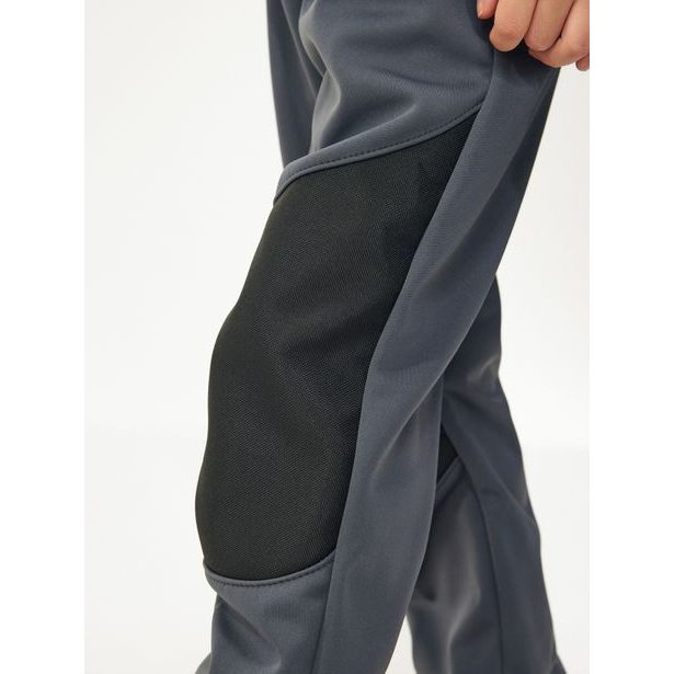 Unuo, Dětské softshellové kalhoty s fleecem pružné Flexi, Tm. Šedá, Tm. Šedá