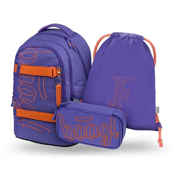 BAAGL SET 3 Skate Max Orange: batoh, penál, sáček GRS