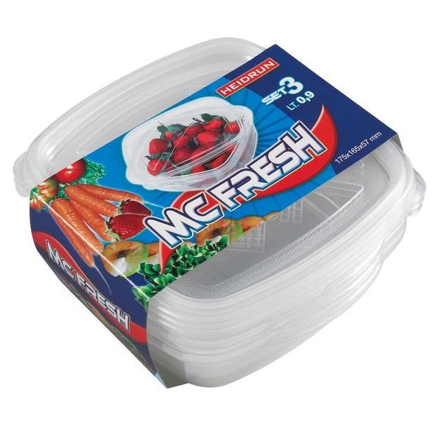 heidrun SADA 3 KS PLASTOVÝCH ČTVERCOVÝCH DÓZ Á 0,9L_hamashop