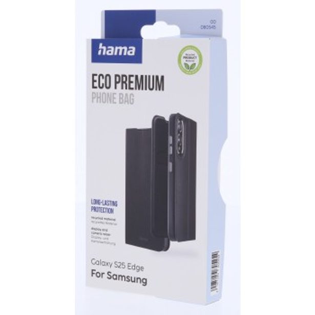 Hama Eco Premium, kryt pro Samsung Galaxy S25 Edge, umělá kůže, 20% recyklovaných materiálů, černý