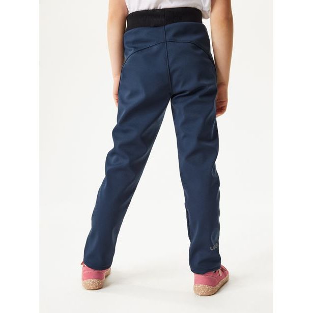 Unuo Dětské softshellové kalhoty s fleecem pružné Sporty, Tm. Modročerná