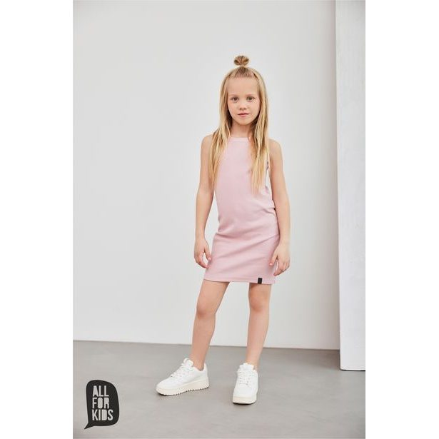 Bavlněné přiléhavé dětské šaty staro růžové