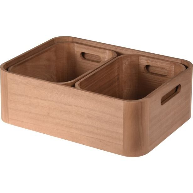 EXCELLENT HOUSEWARE Sada dřevěných úložných boxů 3 ks KO-KR8000170