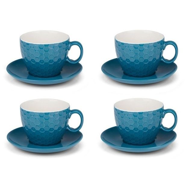 EDCO Šálky a podšálky na cappuccino ALPINA sada 8ks tmavěmodrá ED-224852tmmo