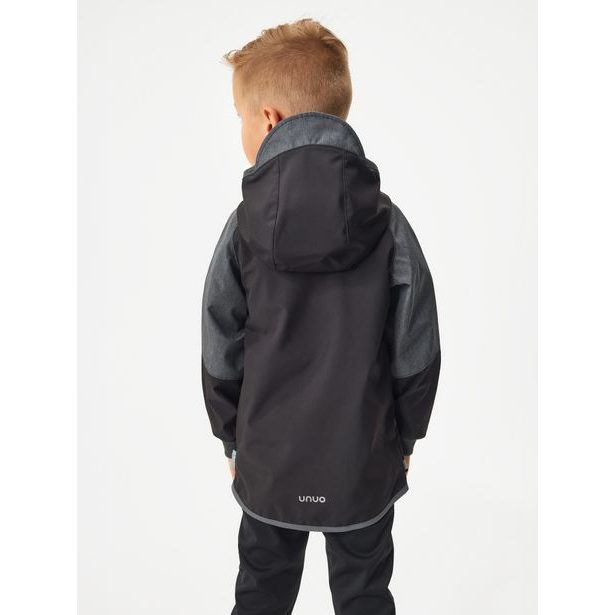 Unuo Softshellová bunda s fleecem Street DUO, Černá, Žíhaná antracitová ( Unuo softshell jacket)