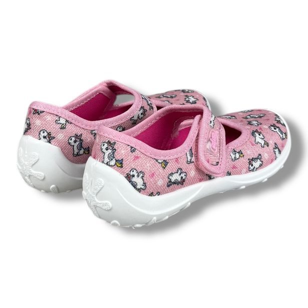 Domácí obuv, baleríny Befado - růžové, jednorožci