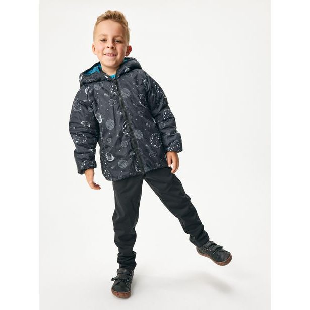 Unuo Dětská oboustranná bunda Duo, Kobaltová, Planety