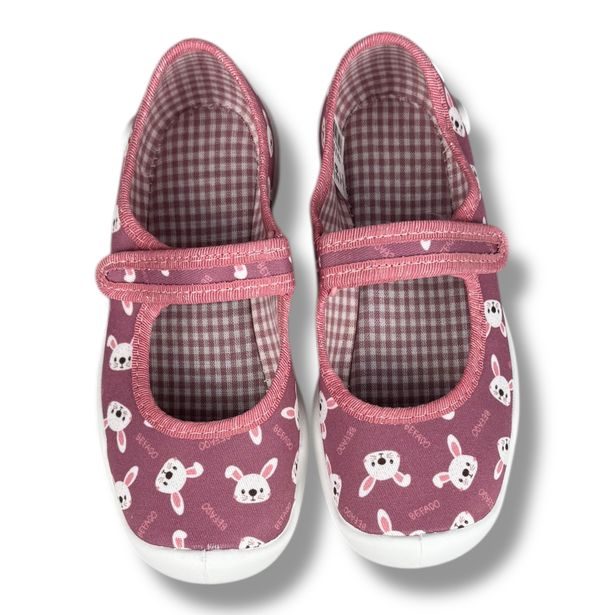 Dívčí balerínky, domácí obuv Befado - růžové, králíci