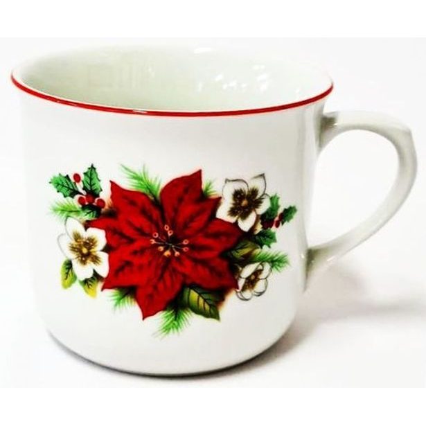 hrnek 650ml VAŘÁK-POINSETTIA,vánoční růže, čes.porc.