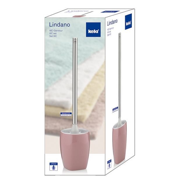 KELA WC štětka LINDANO keramika růžová 45 cm KL-20334