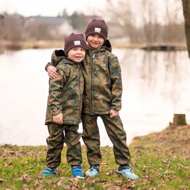 ESITO Dětská softshellová bunda DUO Forest - hnědá