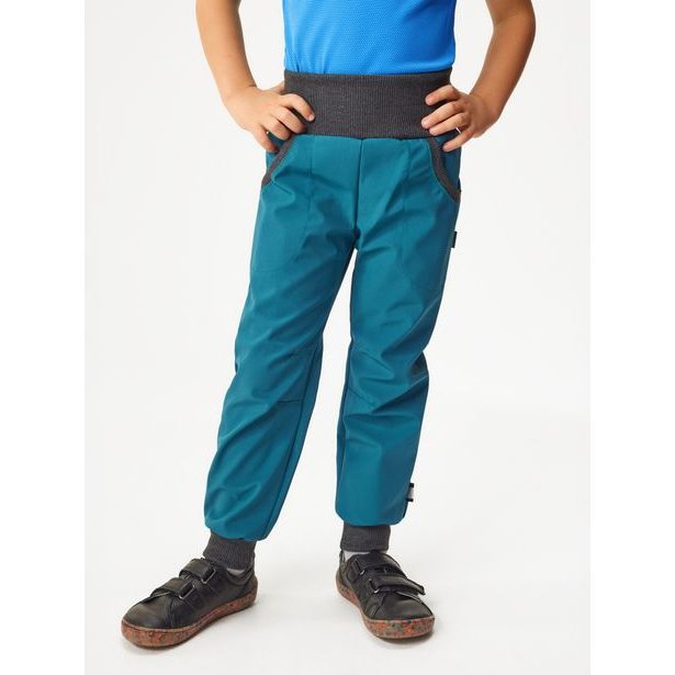 Unuo, Dětské softshellové kalhoty bez zateplení Street, Tm. Petrolejová