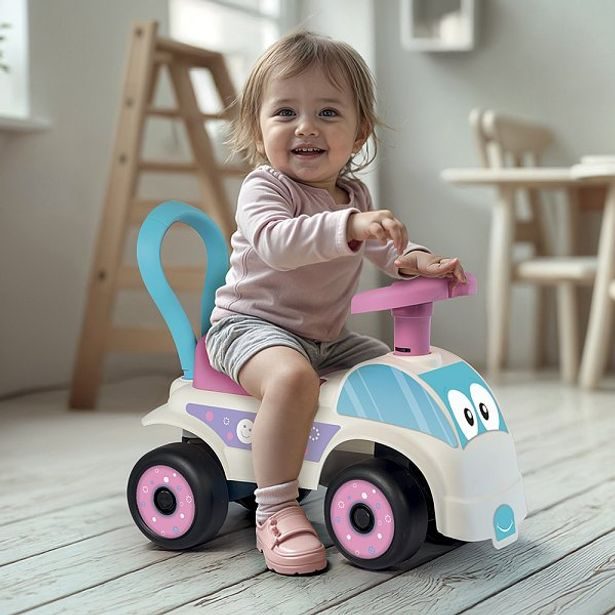 DOLU Odrážedlo auto, bílo-růžová