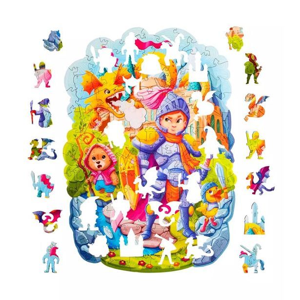 DŘEVĚNÉ BAREVNÉ PUZZLE - Statečný rytíř