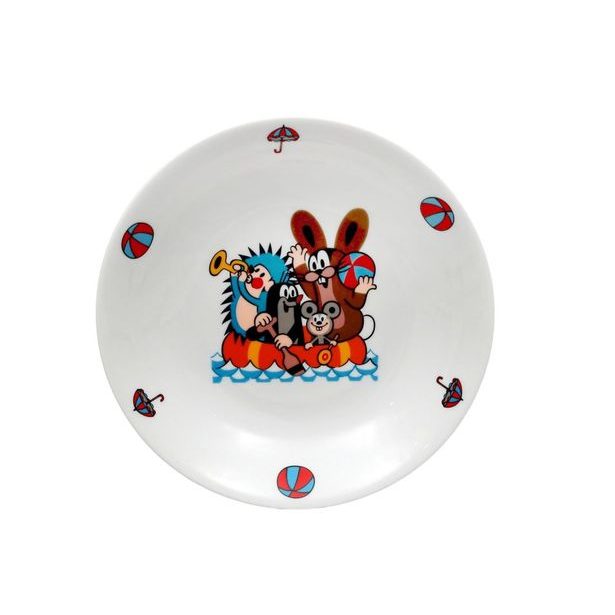 talíř d20cm hluboký, KRTEK a člun, dětský,český porc.