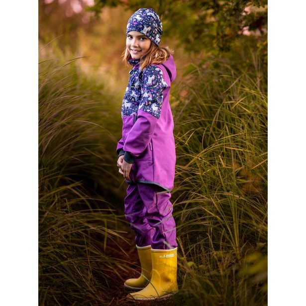 Unuo, Dětské softshellové kalhoty s fleecem Street, Ostružinová