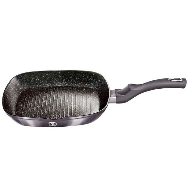 BERLINGERHAUS Pánev grilovací s mramorovým povrchem a poklicí 28 cm Carbon PRO Line BH-6909