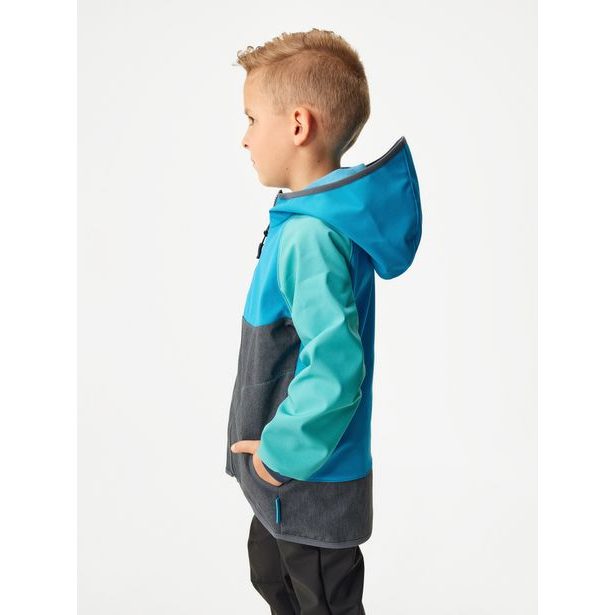 Unuo, Dětská softshellová bunda s fleecem Basic, Multicolor Tyrkysová