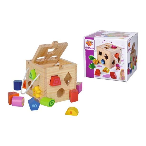 Dřevěná kostka se zastrkovacími tvary