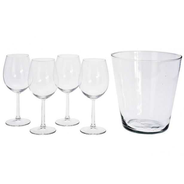 EXCELLENT HOUSEWARE Sklenice na víno + chladič sada 5 ks KO-VER000576