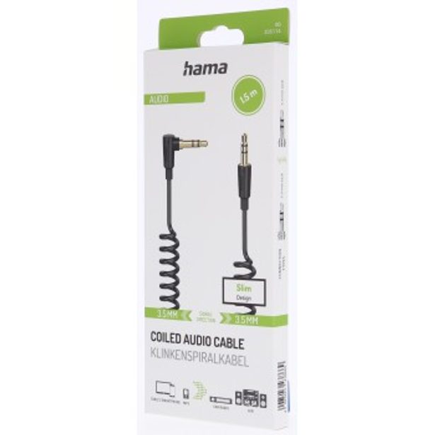 Hama audio kabel jack 3,5 mm, spirálový, 1,5 m