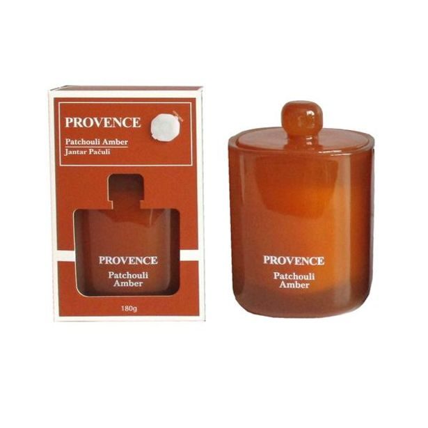 Provence SVÍČKA VE SKLE PAČULI JANTAR 9X9,2CM 180G 25H HOŘ.
