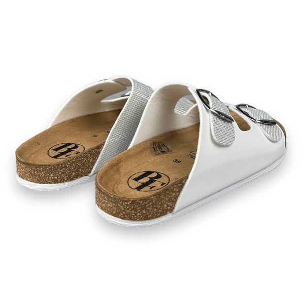 Dámské kožené pantofle Best Feet - bílo-stříbrné