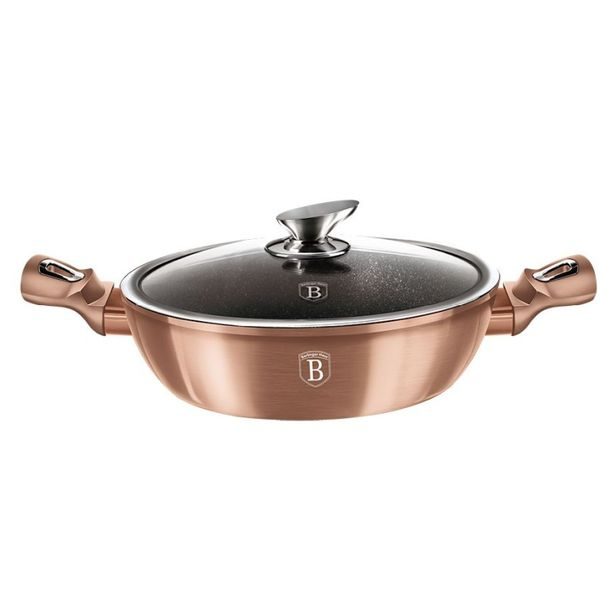 BERLINGERHAUS Pekáč kulatý s mramorovým povrchem a poklicí 28 cm Rosegold Metallic Line BH-1519