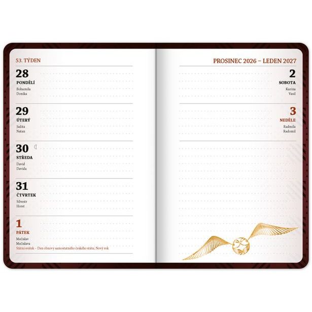 NOTIQUE Studentský diář Harry Potter (září 2026 – prosinec 2027), 9,8 x 14,5 cm