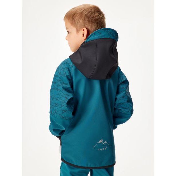 Unuo, Dětská softshellová bunda s fleecem Street, Kobaltová, Hory kluk