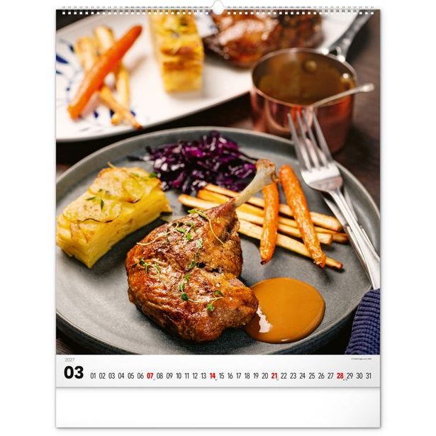 NOTIQUE Nástěnný kalendář Gourmet 2027, 48 x 56 cm