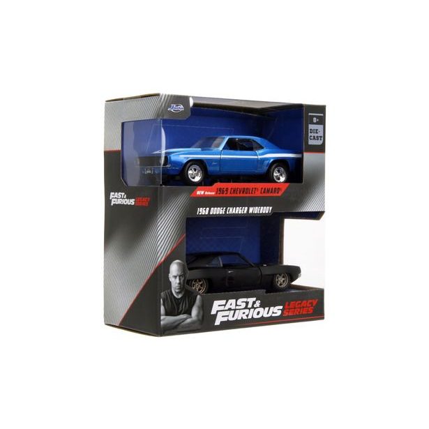 Rychle a zběsile Twin Pack Chevrolet Camaro 1969 a Dodge Charge Wide Body 1968, 1:32 Wave 2/1