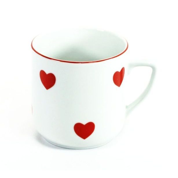 hrnek 400ml PĚTKA-ČERV.SRDÍČKA, čes.porcelán