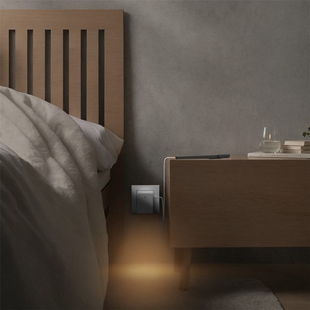 Hama noční/orientační LED světlo, do zásuvky, 1x USB-A, 1x USB-C, soumrakový senzor