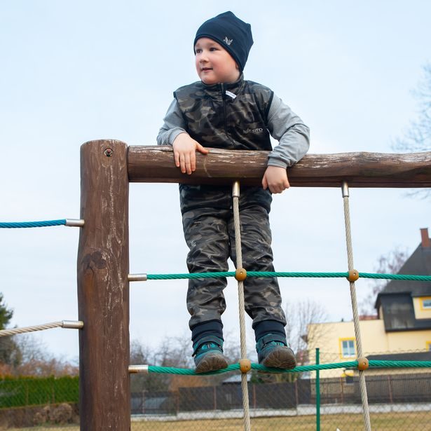 Dětské softshellové kalhoty s fleecem Maskáčové