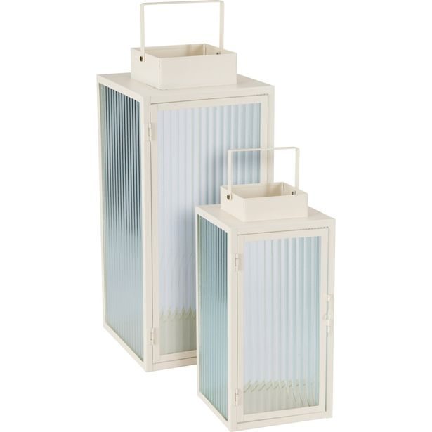 PROGARDEN Lucerna kovová sada 2 ks 20 / 16 cm smetanová KO-NB1251520